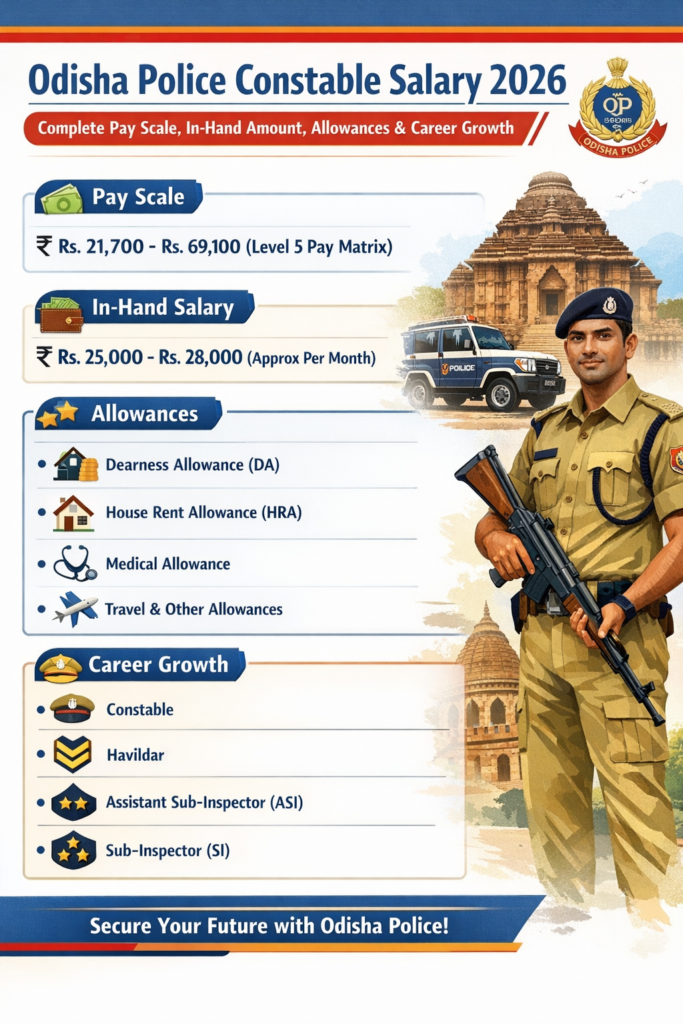 Odisha Police Constable Salary 2026 Complete Pay Scale, In-Hand Amount, Allowances & Career Growth