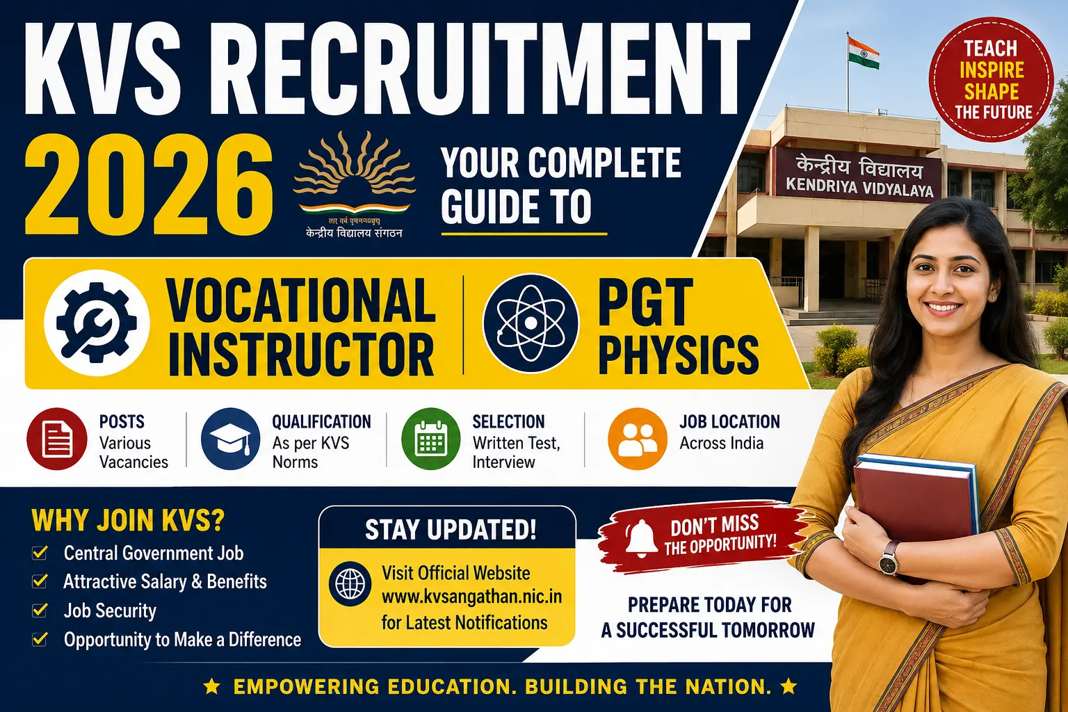 KVS Recruitment 2026 Your Complete Guide to Vocational Instructor and PGT Physics Vacancies